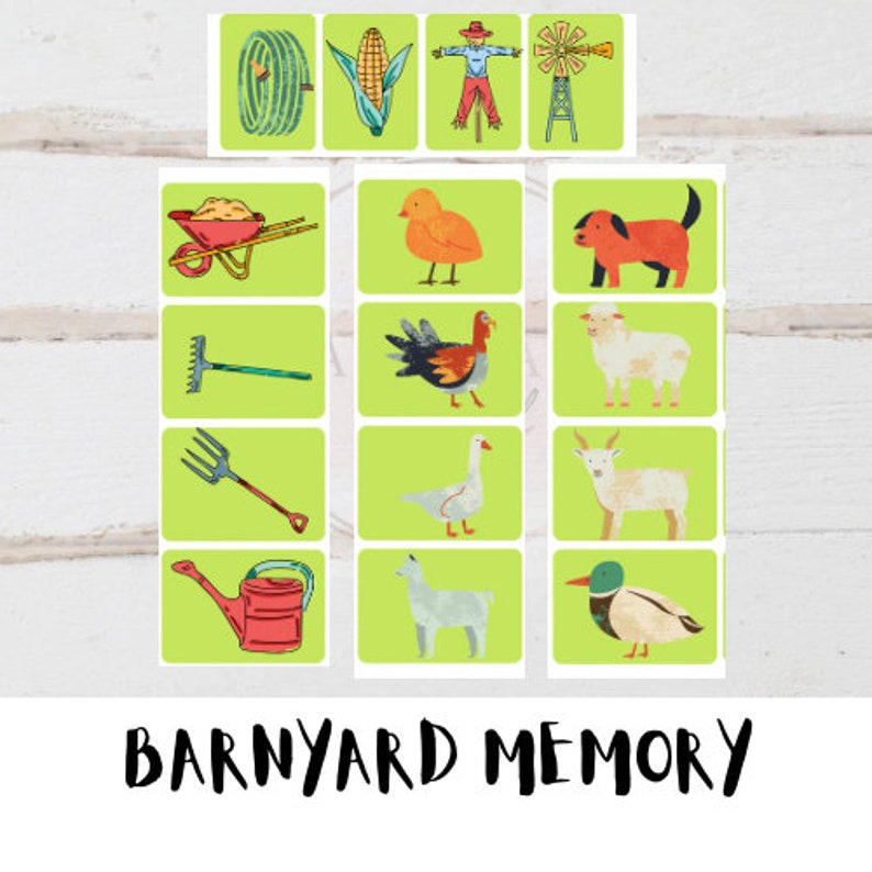 Printable Barnyard Themed Matching Game - Etsy