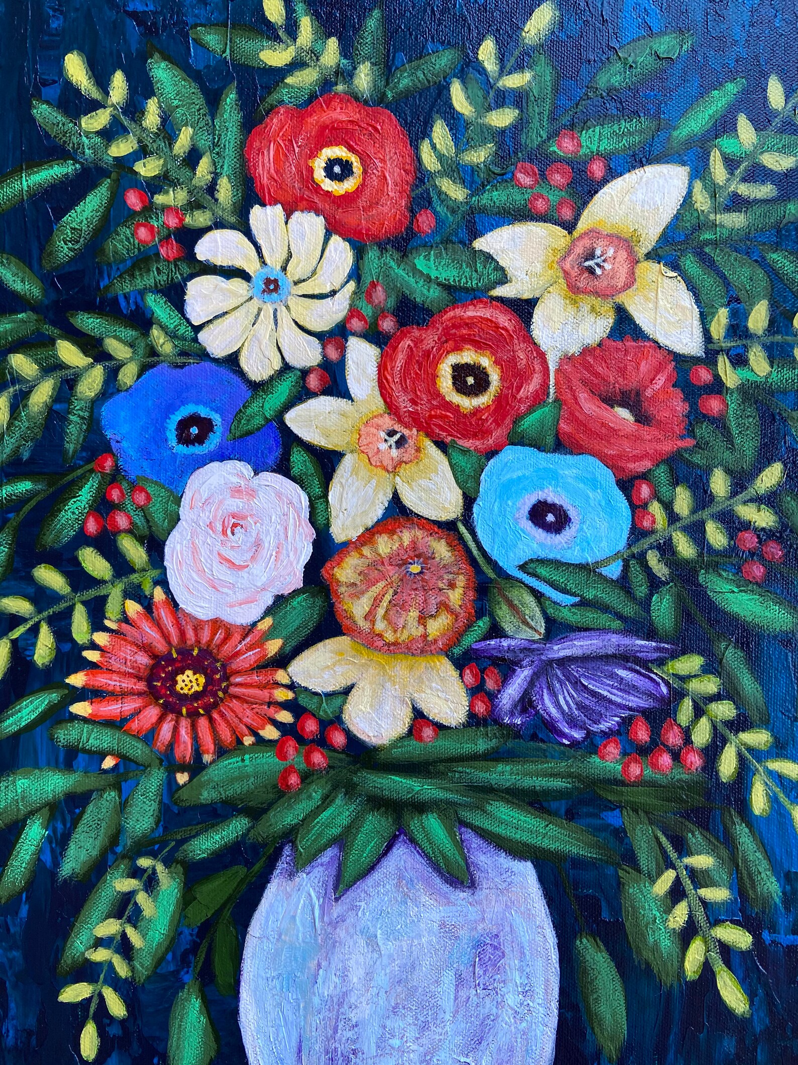 Original 20x24 Acryl Blumen Gemälde auf Leinwand | Etsy