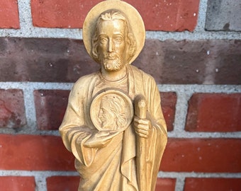 Vintage Elfenbein Kunststoff 12 1/2 "St. Jude religiöse Statue L0124"