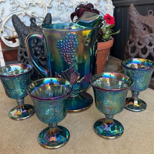 Blue Carnival Glass - Etsy