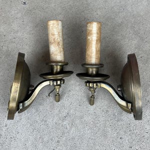 Pair Of Vintage Hollywood Regency Brass Sconces Light Fixtures L0825