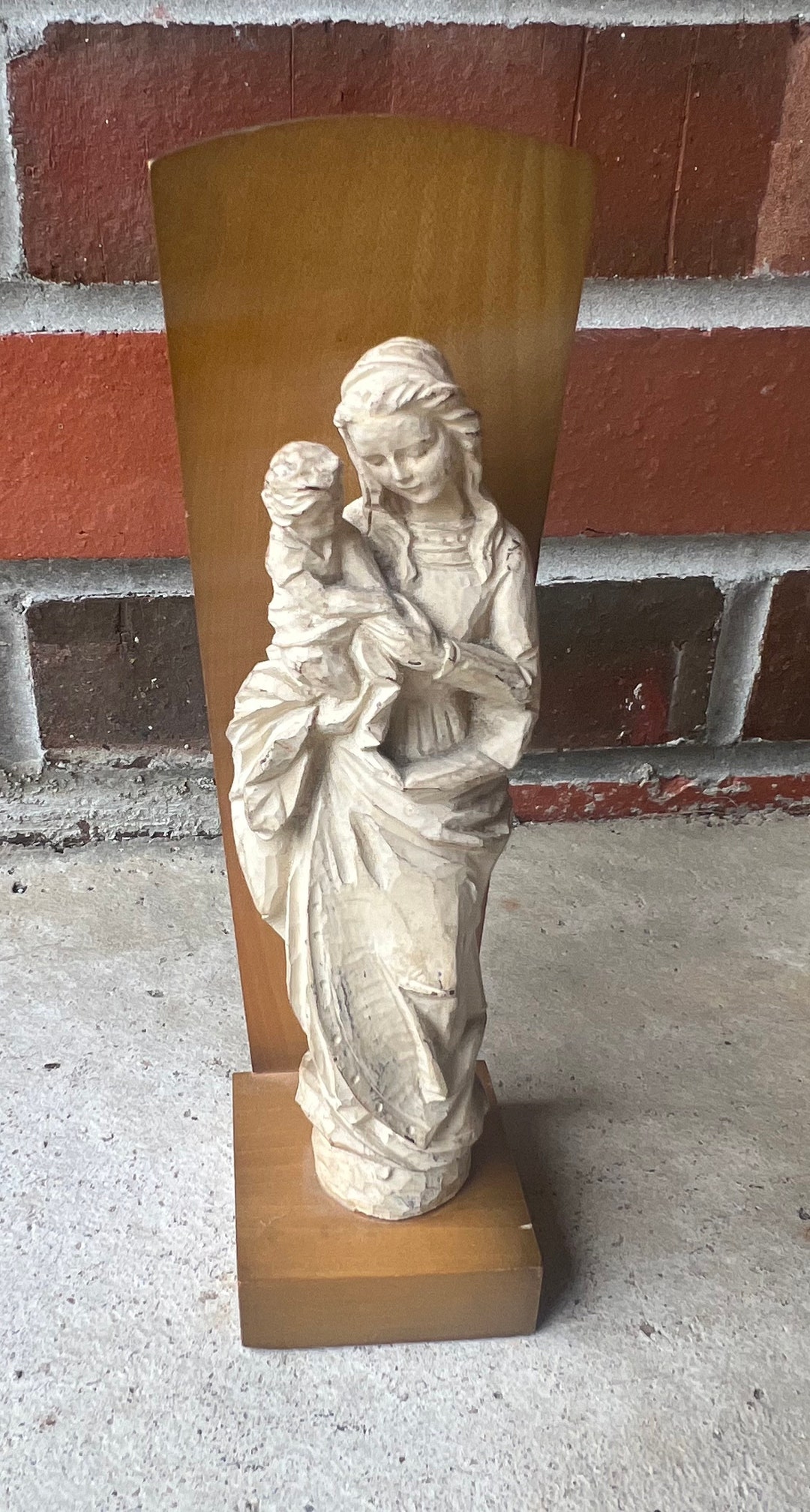 Buy Vintage Carved Wood Anri 8 Virgin Mary & Baby Jesus Statue L0424 ...