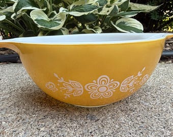 Vintage MCM Mid-Century Modern Pyrex Fjäril Guld Cinderella 1 1/2 Qt #442 Blandningsskål L0626