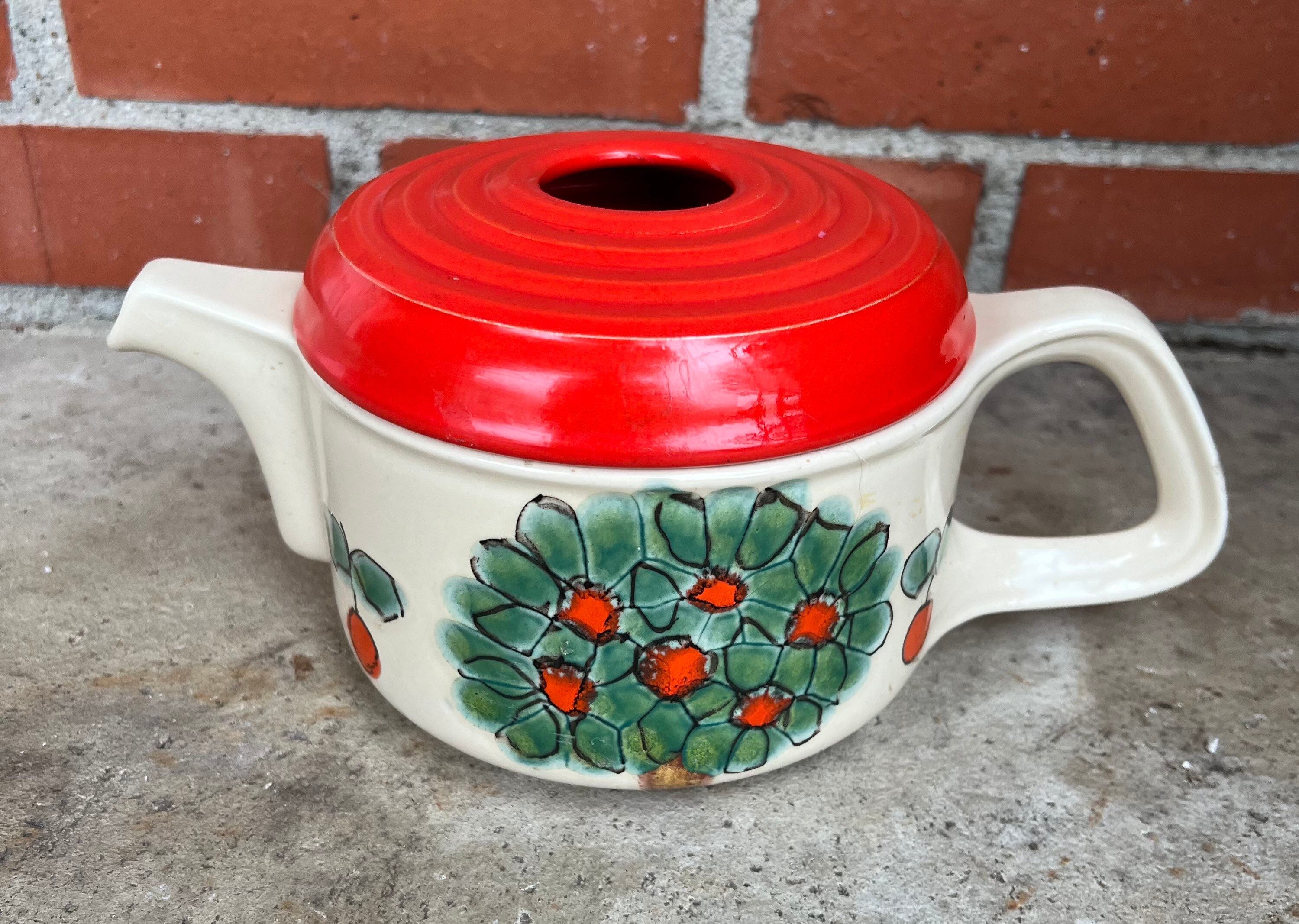 Vintage MCM Mid-Century Modern SIC Ceramiche Italy Orange Tree 3 Cup Teapot L0223C45