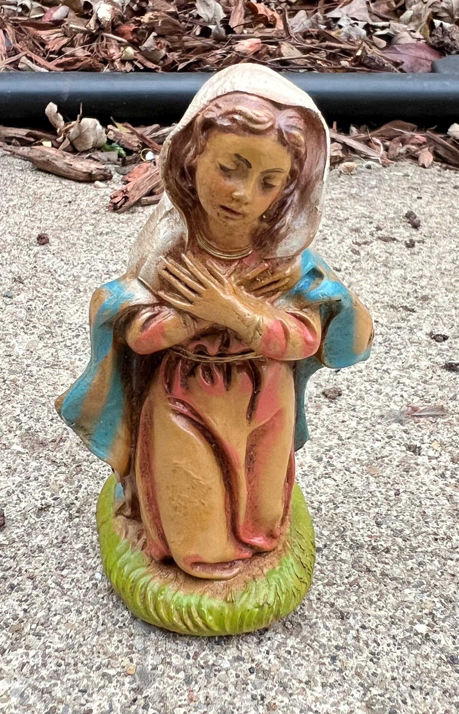 Vintage Fontanini Paper Mache 4" Virgin Mary Nativity Figurine Statue Italy L1224C22