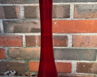 Large 18" Vintage Viking Glass Epic Amberina Crackle Glass Swung Vase L0125C100