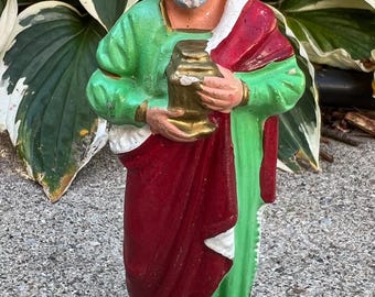 Vintage Paper Mache 6&quot; Wiseman Wise Man King Nativity Figurine Statue Germany L1024C18