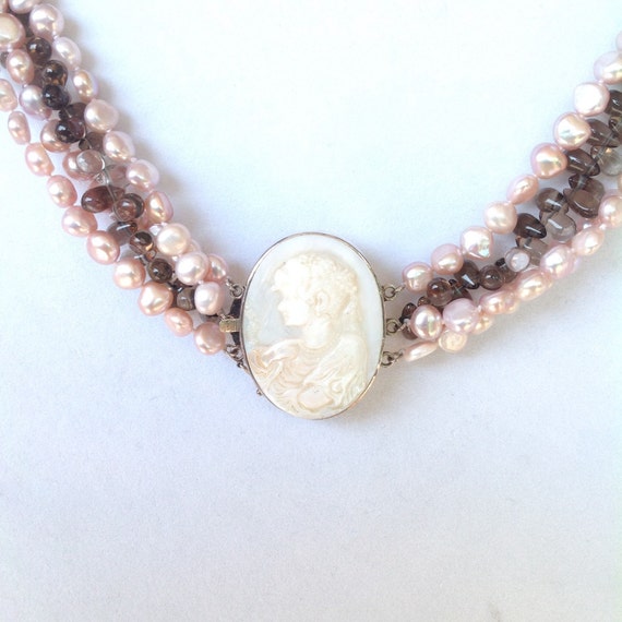 Vintage Four Strand Pink Freshwater Pearl And Smo… - image 5