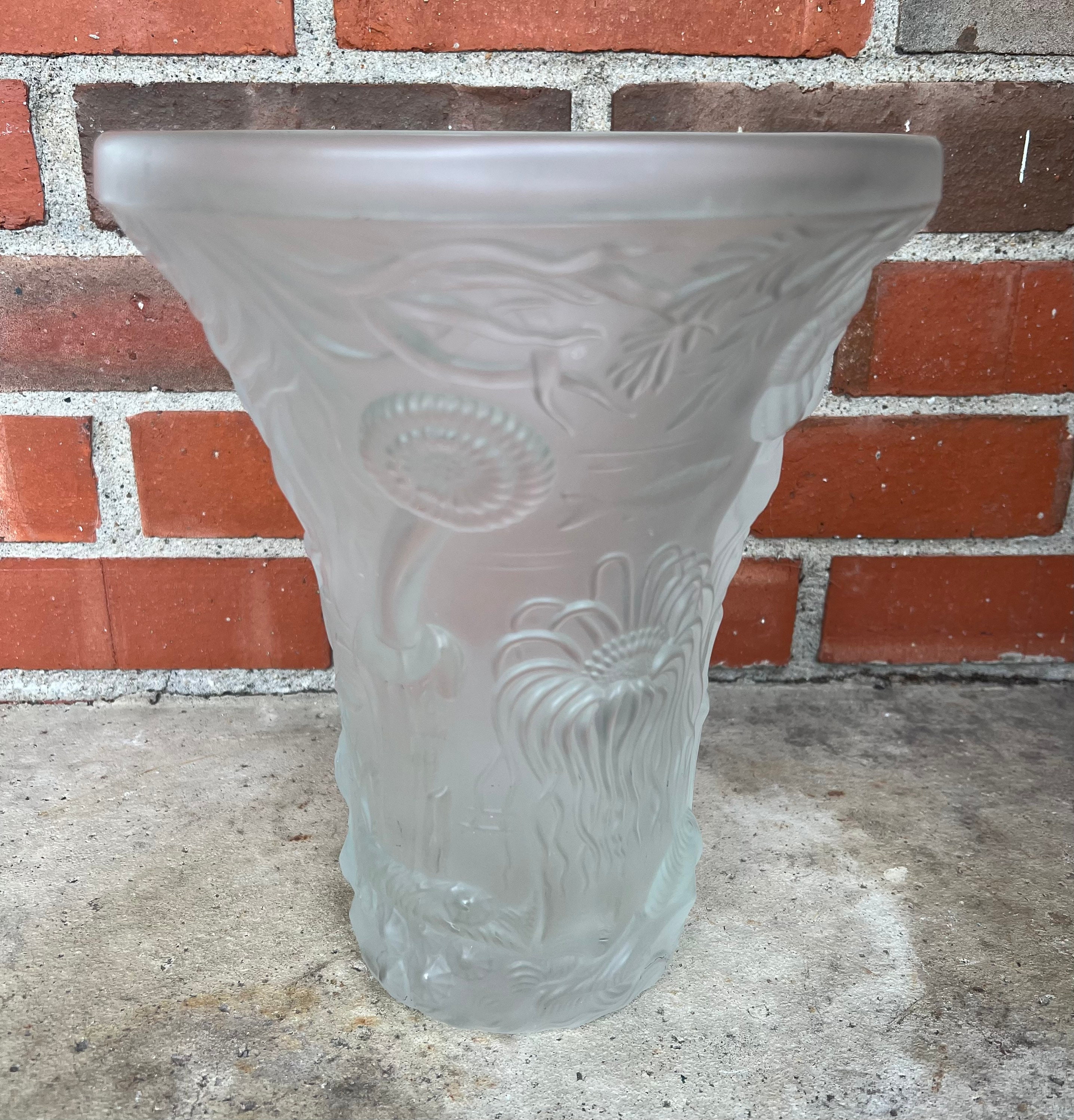 Old Antique 10 1/4” Czech Art Deco Barolac Aquarium Satin Glass