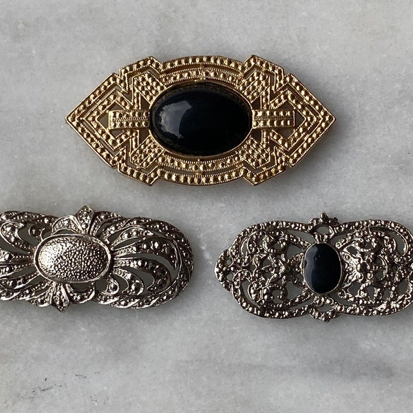 Set Of Three Vintage Victorian Revival Style Brooches Pendants Findings 399+C14