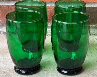 ヴィンテージ アンカーホッキング フォレストグリーン ガラスカップ 6