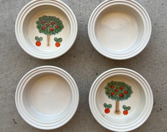 Set Of 4 Vintage MCM Mid-Century Modern SIC Ceramiche Italy Orange Tree 6 1/2” Soup Cereal Bowls  L0724C25