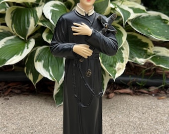 Vintage Chalkware St Gerard Majella CSSR 10&quot; Religious Statue L0625
