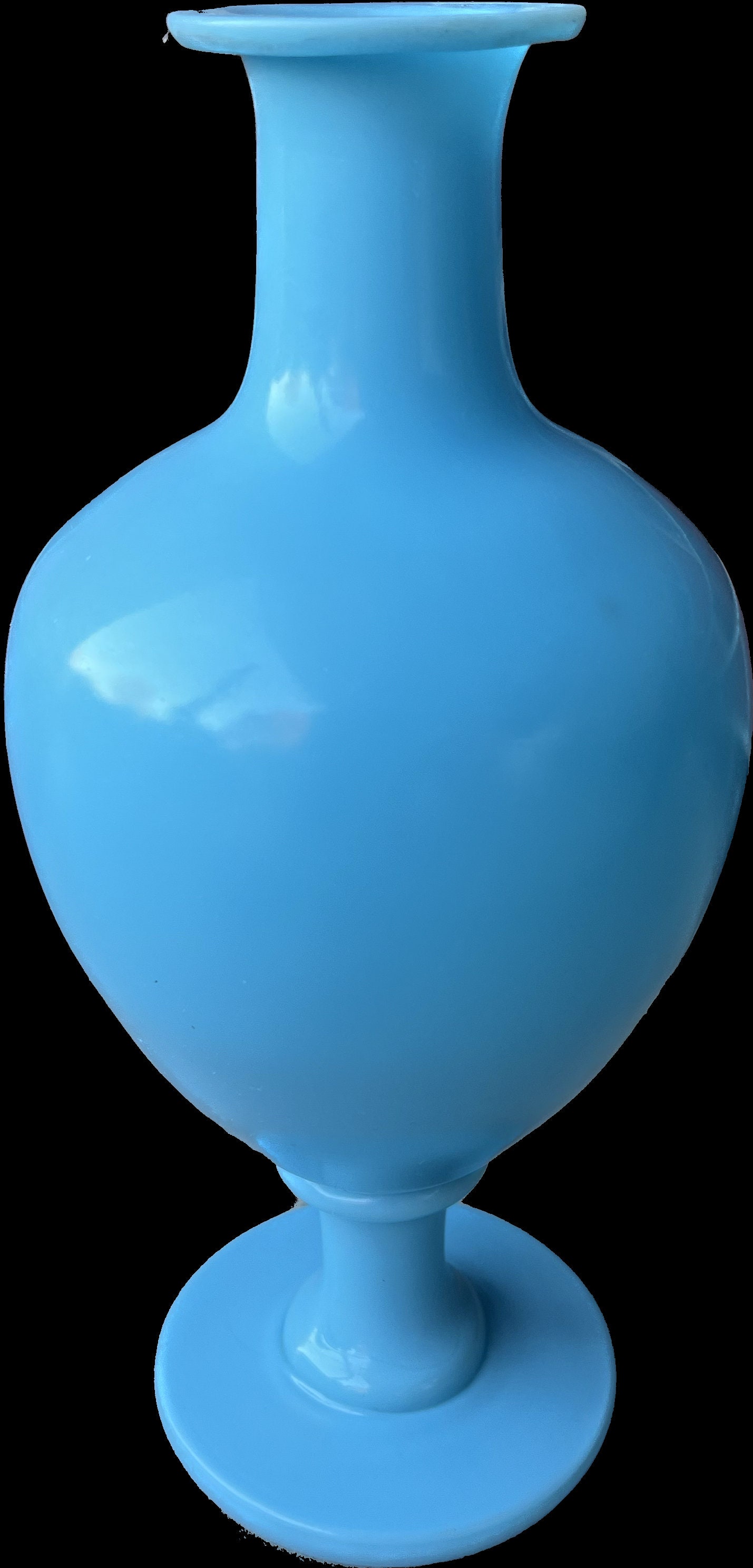 Vintage Portieux Vallerysthal PV Blue Opaline Turquoise Footed