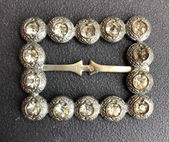 Old Antique 1930's Silver And Paste Rhinestones S… - image 1