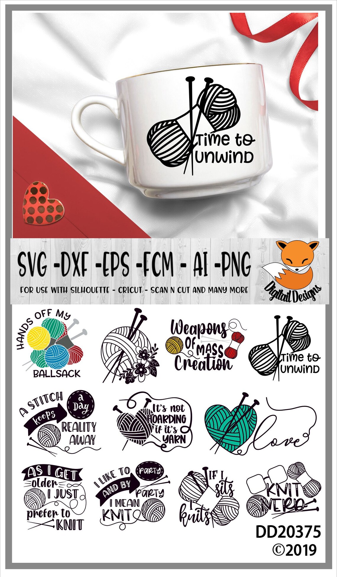 Knitting Bundle SVG - Dxf - Png - Fcm - Eps - Ai - Cut File ...