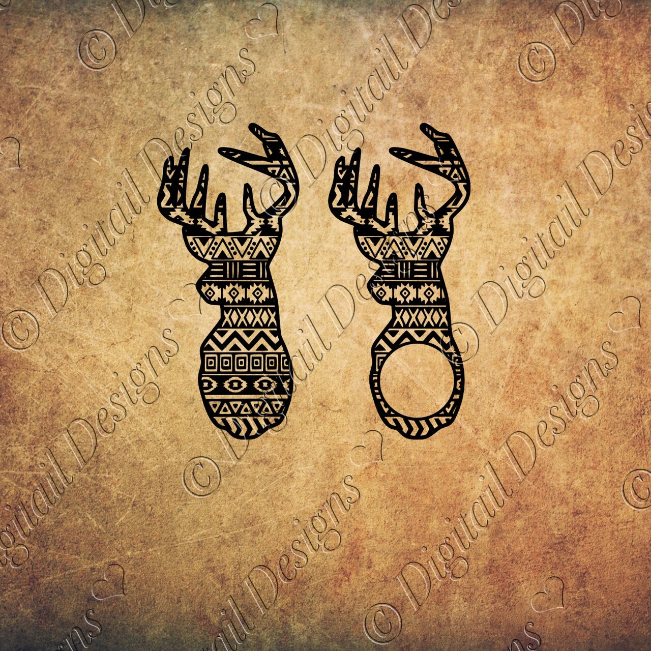 Download Aztec Deer Monogram Frame SVG PNG DXF Eps Fcm Cut file for ...