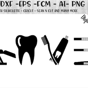 Dentist Love Svg - Png - Dxf - Eps - Fcm - Arquivo de corte - Silhueta - Cricut - Dental Love - Higienista SVG - Odontologia Love - Molar SVG