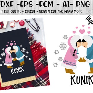 Kunik Eskimo kussen SVG-PNG-DXF-FCM-EPS-AI-cut bestand-silhouet-Cricut-kerst SVG-Arctic Kiss-Inuit neus kussen SVG