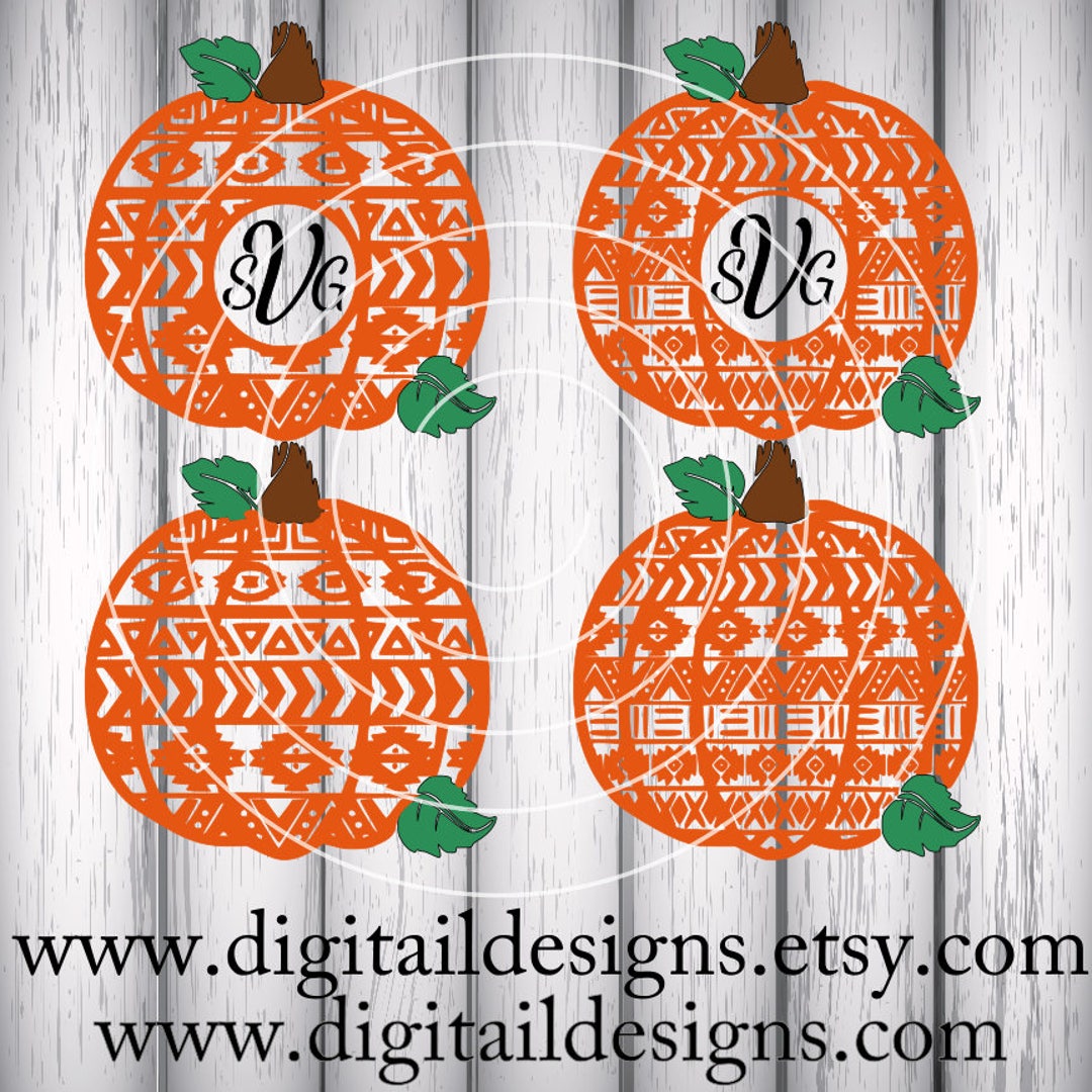 Aztec Pumpkin Monogram Frames SVG - Png - Dxf- Eps -fcm - Ai - Cut File ...