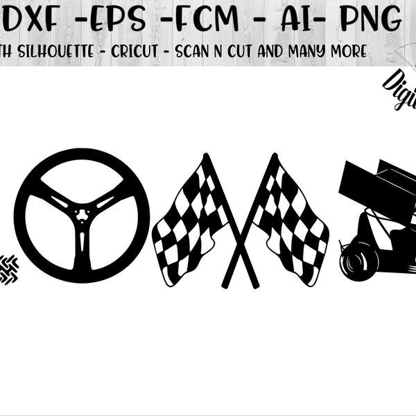 Sprint Car Love SVG - png - eps -dxf - fcm - ai - Cut file - Silhouette - Cricut - Dirt Car SVG - Dirt Car Love - Dirt Track Love SVG