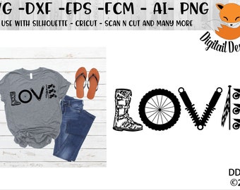 Motocross Love SVG - png - fcm - eps - dxf - ai - Cut File - Silhouette - Cricut - Biker SVG - Motorcycle SVG - Biker Love Cut File