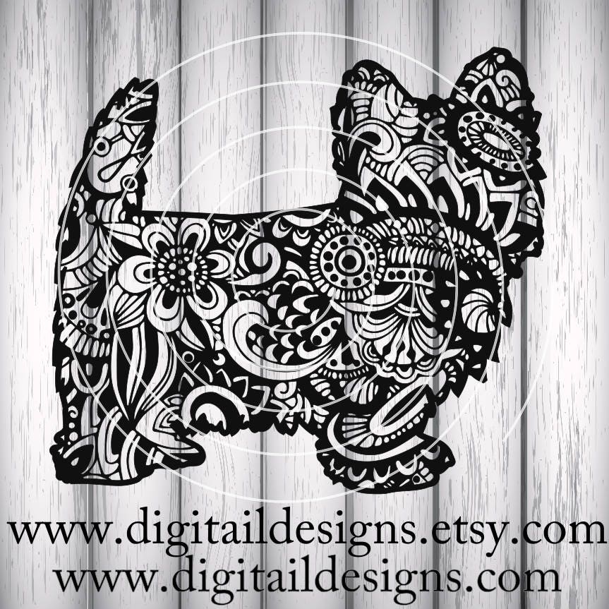 Download Zentangle Westie SVG dxf png eps ai fcm Cricut | Etsy