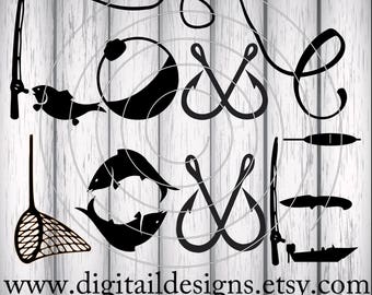 Fishing Love SVG - png - fcm - eps - dxf - ai - Cut File - Silhouette - Cricut - Love Fishing SVG - I Love fishing SVG - Fish Cut File