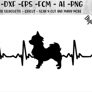 Chihuahua EKG SVG - png - dxf - eps - fcm -  ai - Cut file - Silhouette - Cricut - Scan n Cut - Dog Lover Heartbeat - Chihuahua Heartbeat