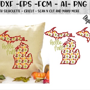 Michigan Fall SVG - png - eps - fcm - ai - dxf - Cut File - Michigan Autumn SVG - Silhouette - Cricut - Scan N Cut - Michigan Leaf SVG