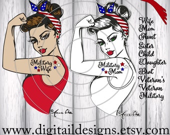 Official Girl Power SVG - eps - ai - dxf - Cut file - Silhouette - Cricut - Scan N Cut - Military Mom/Veteran SVG - Military Rosie SVG