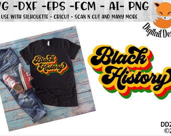 Black History Retro Style Text SVG - png - dxf - eps - ai - fcm - Cut File - Silhouette - Cricut - SCAL - Black History Month