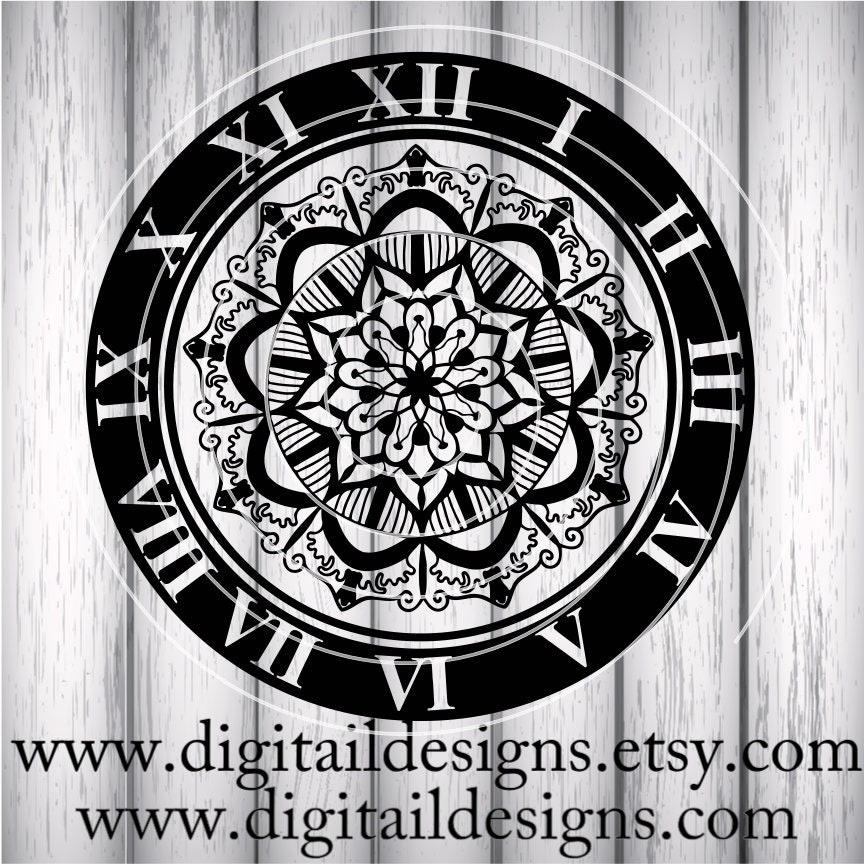 Download Mandala Clock Svg Png Dxf Eps Ai Fcm Clock Svg Etsy