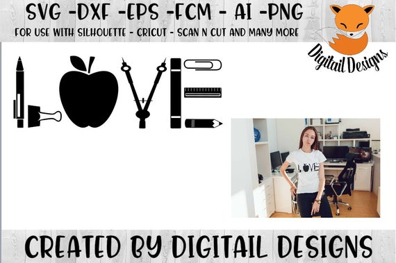 Teacher Love Svg Dxf Png Eps Ai Fcm Cut File For Etsy