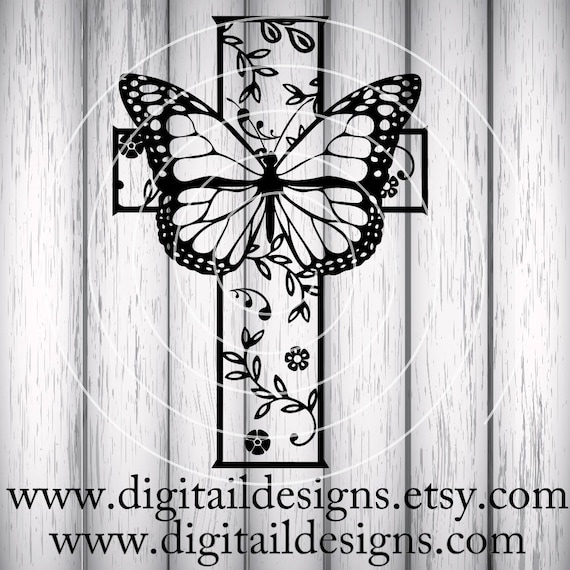 Butterfly Cross SVG png fcm eps dxf ai Cut File | Etsy