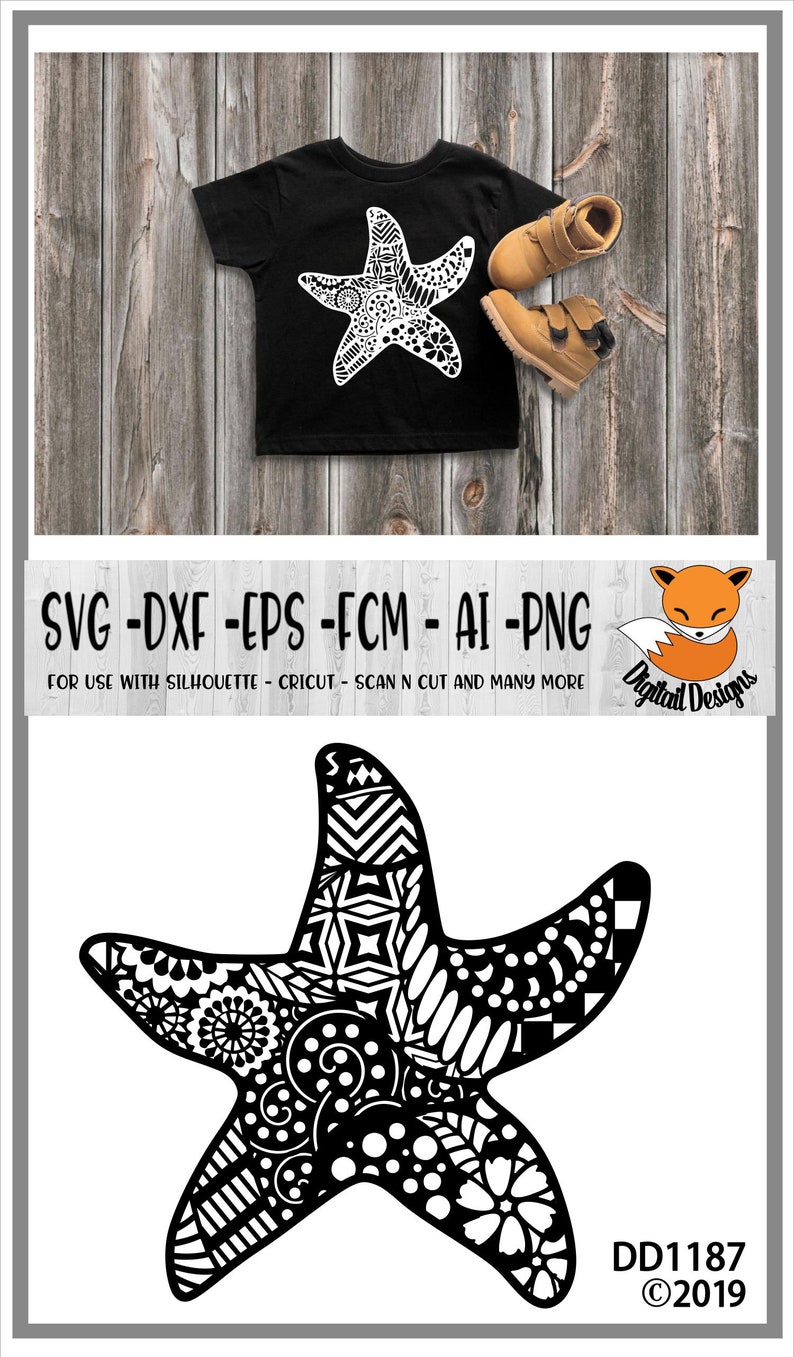 Download Zentangle Starfish SVG dxf fcm eps ai png Cut File | Etsy