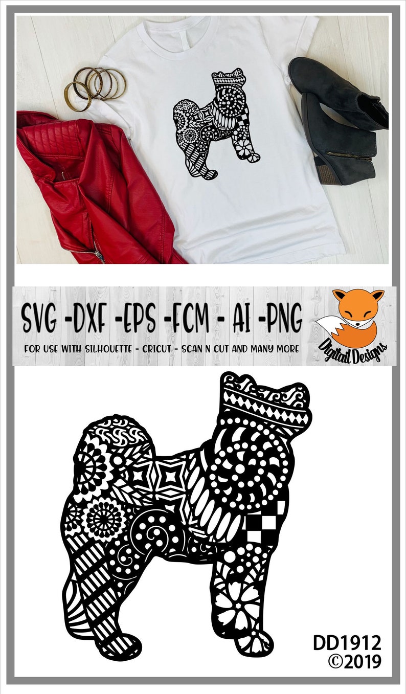 Download Zentangle Husky SVG dxf fcm eps ai png cut file | Etsy