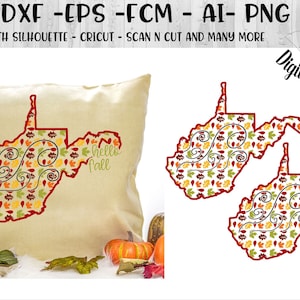 West Virginia Fall SVG - png - eps - fcm - ai - dxf - Cut File - West Virginia Autumn SVG - Silhouette - Cricut - Scan N Cut - West Virginia