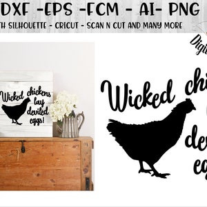 Frango SVG - png - dxf - eps - fcm - ai - Arquivo de corte para silhueta - Cricut - Wicked Chicken SVG - Arquivo de corte de frango - SVG de uso comercial