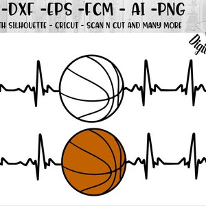 Basketbal ekg SVG-PNG-FCM-EPS-DXF-AI-cut bestand-silhouet-Cricut-basketbal heartbeat SVG-basketbal EKG