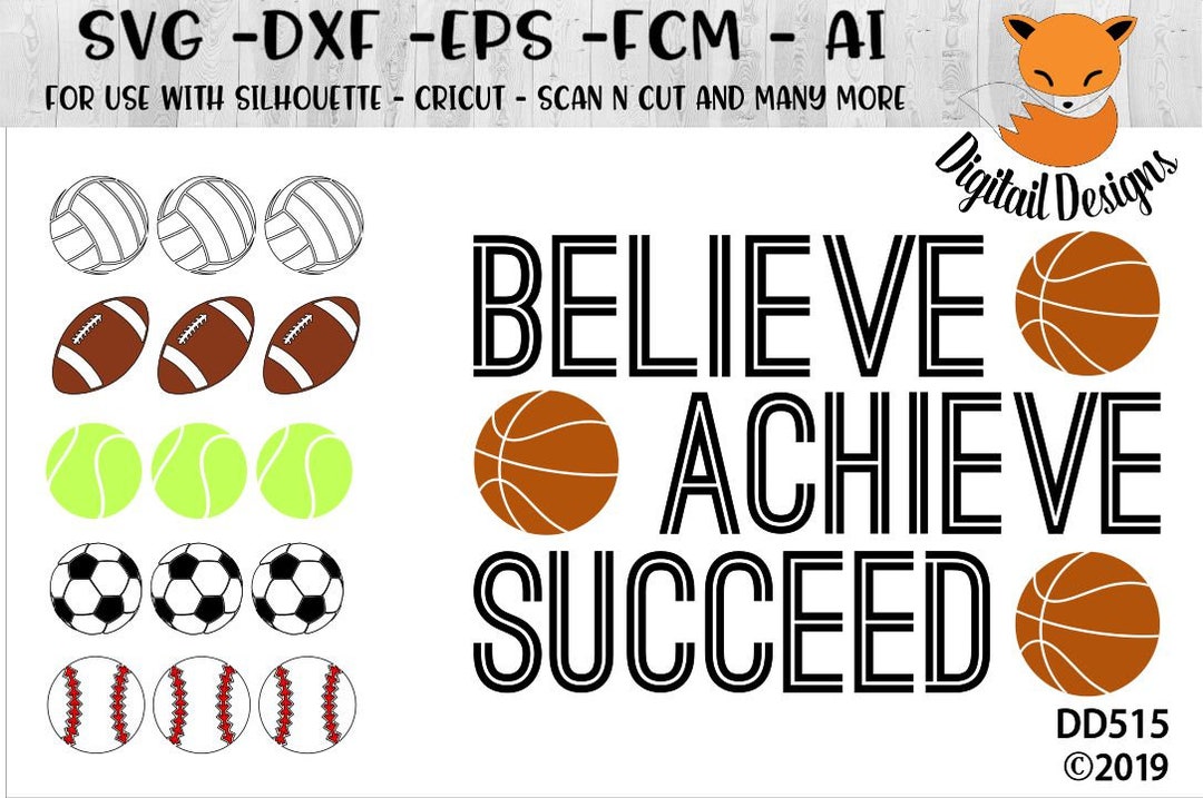 Sports Design SVG Png Dxf Eps Ai Fcm Baseball Football Basketball