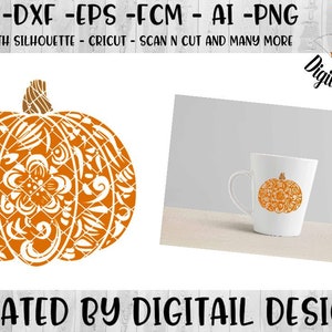 Zentangle Pumpkin svg - png - ai - fcm - dxf - eps - Doodle Pumpkin svg - Silhouette - Cricut - Die Cutter - Clipart - Printable Pumpkin