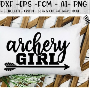 Archery Girl SVG - png - dxf - eps - fcm - Cut file - Silhouette - Cricut - Scan n Cut - Bow and Arrow - Archer Girl SVG
