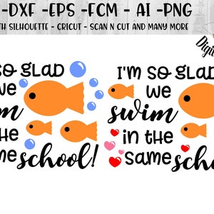 Valentine School SVG - fcm - eps - dxf - ai Cut File - Silhouette - Cricut - Elementary School SVG - Goldfish Valentine SVG
