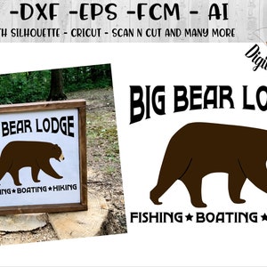 Big Bear Lodge SVG - png - fcm - eps - dxf - ai - Cut File - Silhouette - Cricut - Bear SVG - Canada SVG - Bear Sign svg