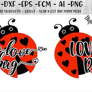 Love Bug Lady Bug SVG - png - fcm - eps - dxf - ai bestand knippen - silhouet - Cricut - Scan n Cut - Ladybug SVG - Lady Bug SVG