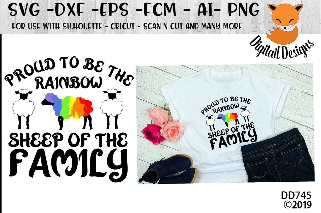 LGBT Rainbow Sheep SVG - Png - Fcm - Eps - Dxf - Ai - Cut File ...