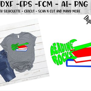 Reading Rocks SVG - Png - Dxf - Eps - Fcm - Ai - Silhouette - Cricut ...