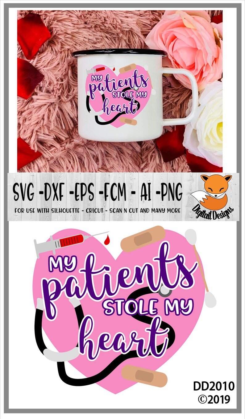 Nurse Valentine SVG - Png - Fcm - Eps - Dxf - Ai Cut File - Silhouette ...