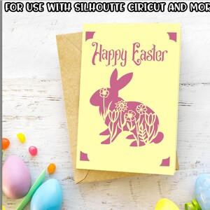 Biglietto di auguri di buona Pasqua Papercutting - SVG - dxf- eps - fcm - ai - File di taglio della cartolina di Pasqua
